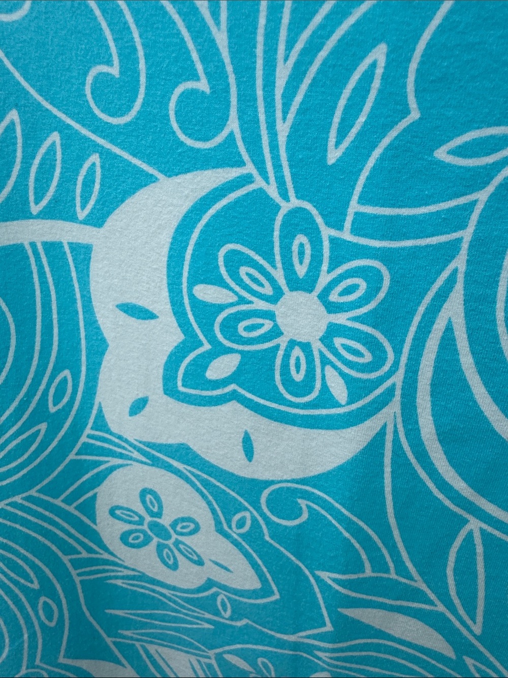 Talbots Turquoise and White Floral-Print Short Sleeve Tee - Picture 3 of 4